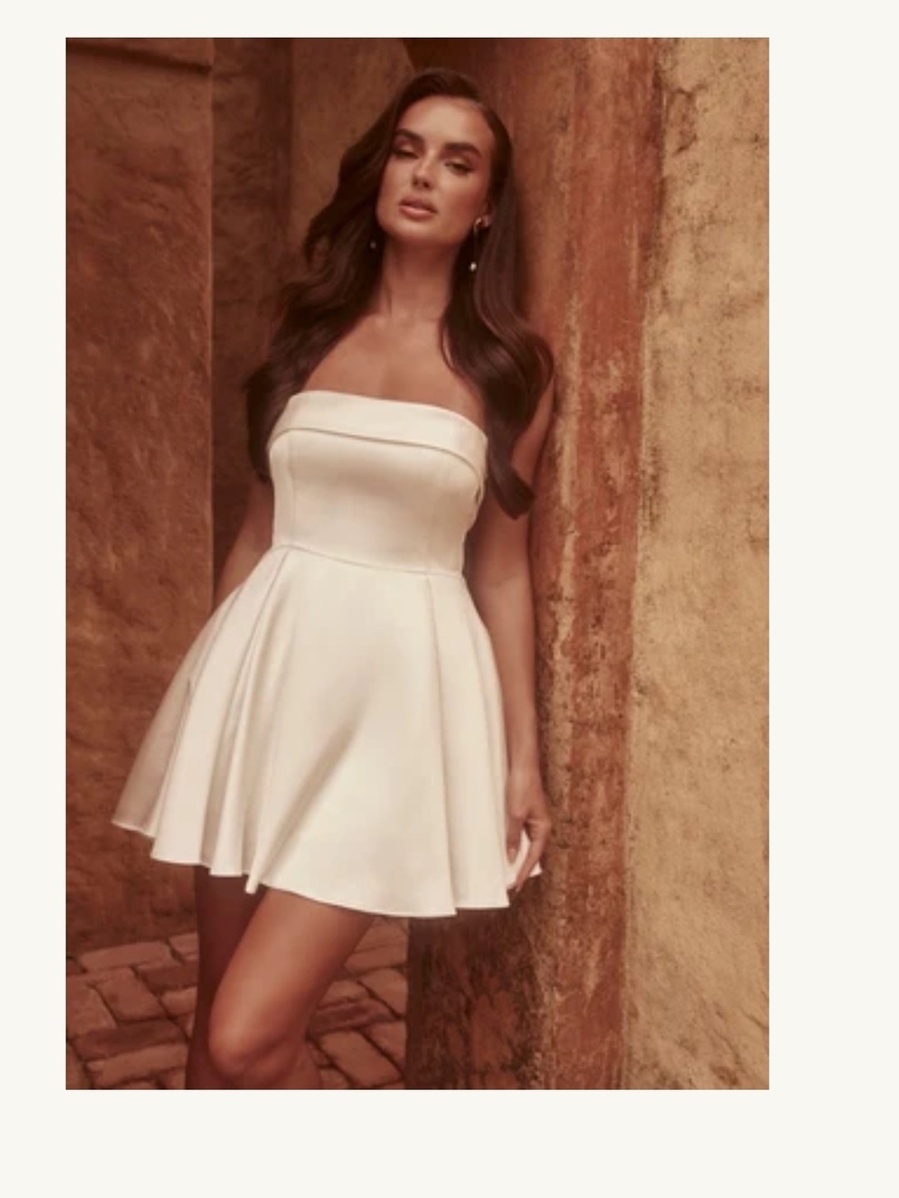 Meshki White Strapless Mini Fit-and-Flare Dress